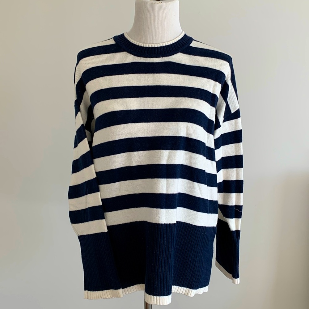NWT Loft Blue & White Striped Sweater - Small